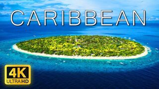 FLYING OVER CARIBBEAN (4K UHD) - Amazing Beautiful Nature Scenery with Relaxing Music-4K Video